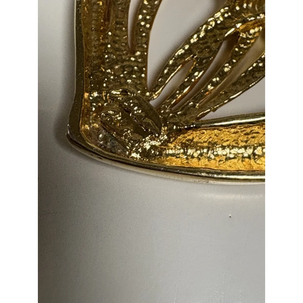 Allison Reed Signed Vintage Gold Tone Heart Brooch 2.25” Valentines Day Jewelry